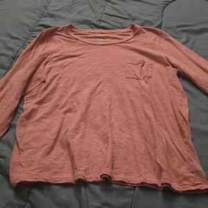 Aerie Rust Long Sleeve Tee with Pocket